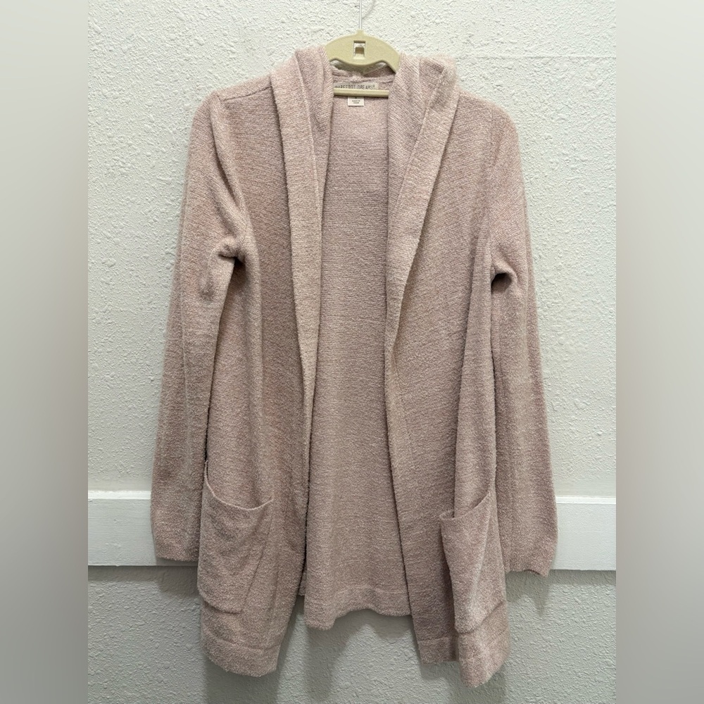 Barefoot Dreams CozyChic Lite Hooded Cardigan w/ Pockets 905 Dusty Pink Small